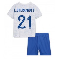 Frankrig Lucas Hernandez #21 Udebane Trøje Børn VM 2022 Kortærmet (+ Korte bukser)
